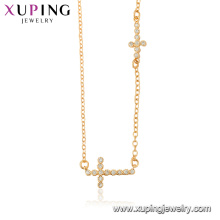 44510 xuping 18 k or couleur en gros mode bijoux religion croix collier pour dames